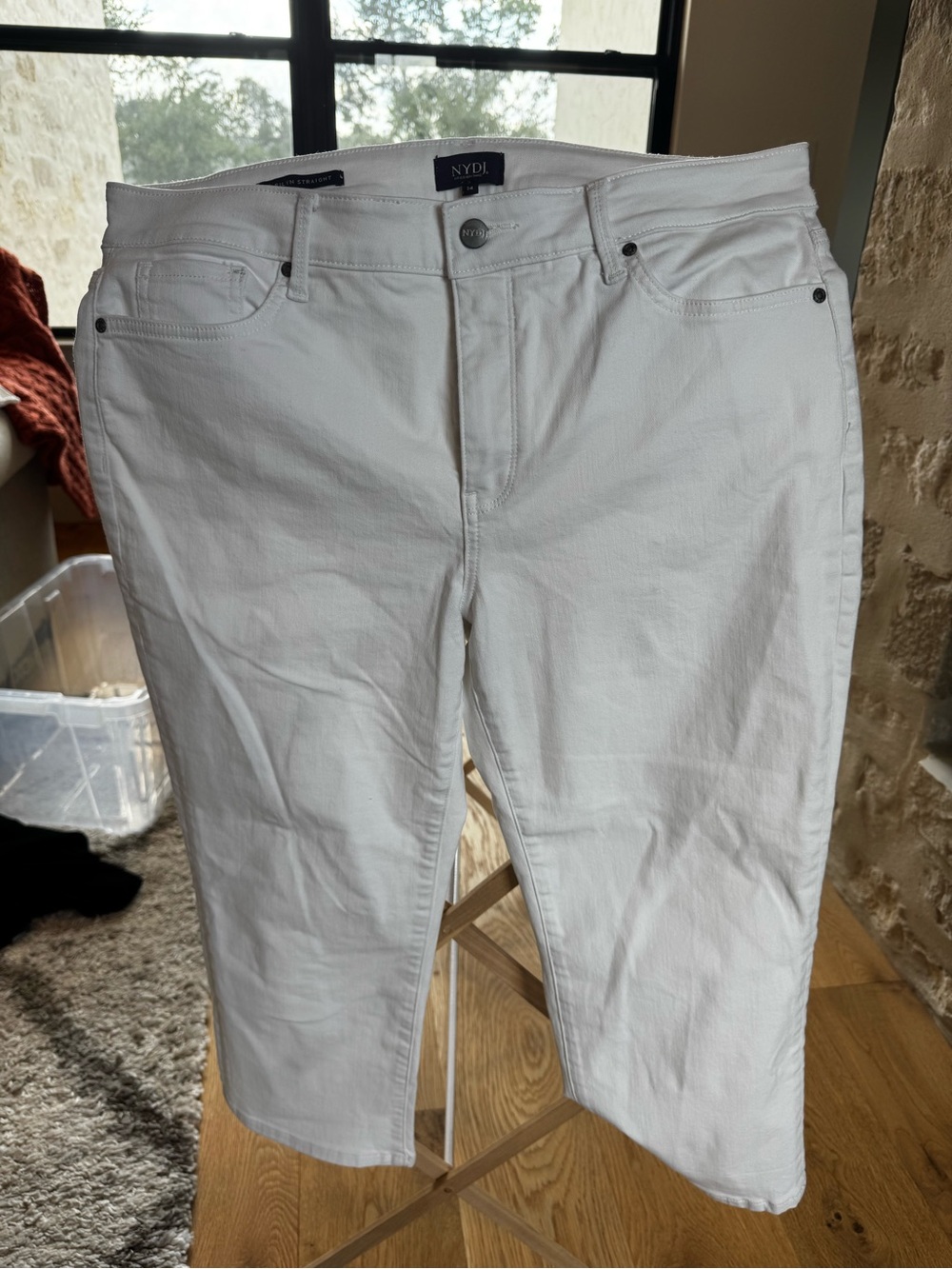 NYDJ womens White Relaxed Straight Jeans